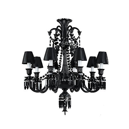 LUSTRE GALLERY CROMADO E PRETO (D)85CM (A)96CM  8XE14 320W