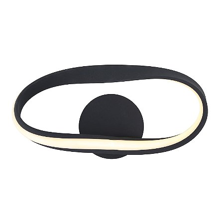 ARANDELA FLOW PRETO (C)38CM (L)23CM (A)12CM  1X12W 3000K 600LM