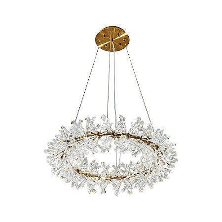 PENDENTE FLORA DOURADO E TRANSP (D)60CM (A)18CM  18XG4 54W