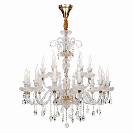 LUSTRE ELYSEE DOURADO E TRANSP (D)98CM (A)88CM  18XE14 720W