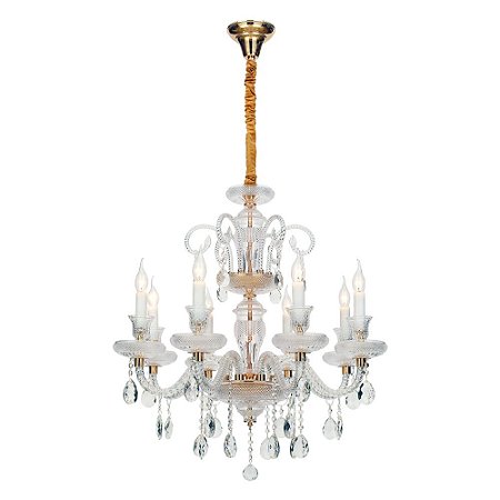 LUSTRE ELYSEE DOURADO E TRANSP (D)72CM (A)78CM  8XE14 320W