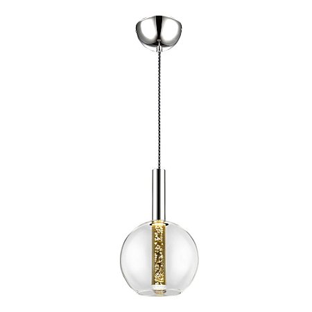 PENDENTE EGEO CROMADO E TRANSP (D)18CM (A)29CM  1X5W 3000K