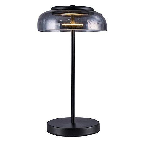 ABAJUR DISKO PRETO E FUME (D)23CM (A)42CM  1X8W 3000K 400LM