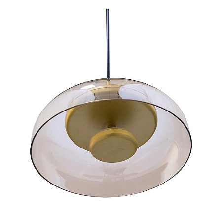 PENDENTE DISKO DOURADO E AMBAR (D)23CM (A)10CM  1X8W 3000K 400LM