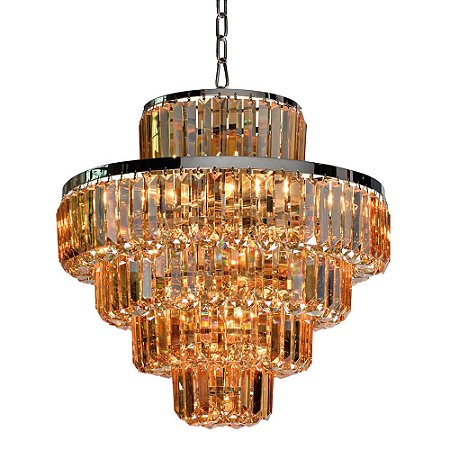 LUSTRE DIJON CROMADO E AMBAR (D)70CM (A)60CM  15XE14 600W