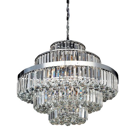 LUSTRE DIJON CROMADO E TRANSP (D)70CM (A)60CM  12XE14 480W