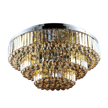 PLAFON DIJON CROMADO E AMBAR (D)80CM (A)38CM  13XE14 520W