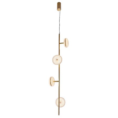 PENDENTE DENDÊ DOURADO (C)28CM (L)28CM (A)122.5CM  4X13W 3000K 4160LM