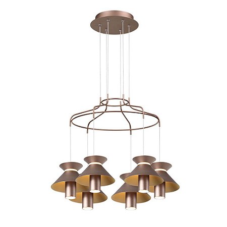 PENDENTE CORDEL PALE GOLD (C)60CM (L)60CM (A)13CM  6X5W + 6X2W 2700K 2100LM