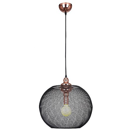 PENDENTE COPPER COBRE E PRETO (D)50CM (A)48CM  1XE27 40W