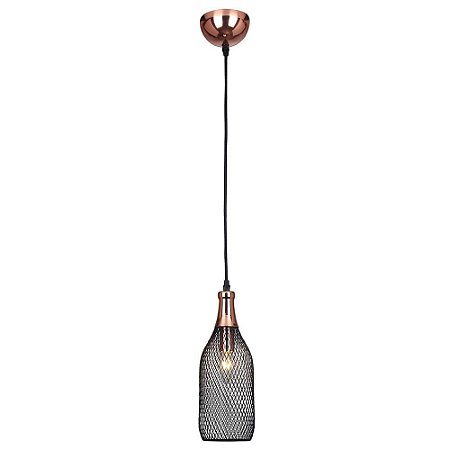PENDENTE COPPER COBRE E PRETO (D)12CM (A)31CM  1XE27 40W