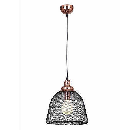 PENDENTE COPPER COBRE E PRETO (D)32CM (A)35CM  1XE27 40W