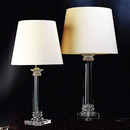 BASE PARA ABAJUR CLASSIC CROMADO E TRANSP (C)16CM (L)16CM (A)58CM  1XE27 40W