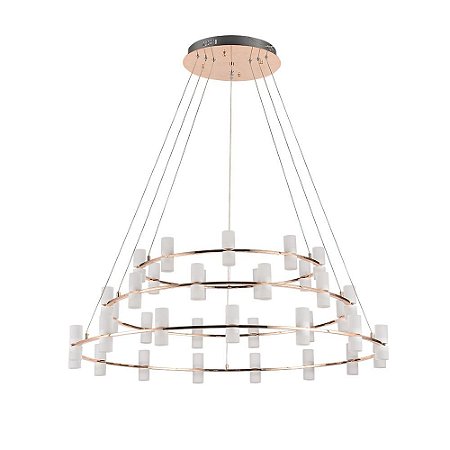 PENDENTE CANDEL FRENCH GOLD E BRANCO  (D)100CM (A)61CM  72X2W 3000K 11520LM