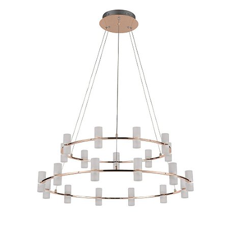 PENDENTE CANDEL FRENCH GOLD E BRANCO  (D)82CM (A)36CM  42X2W 3000K 6720LM