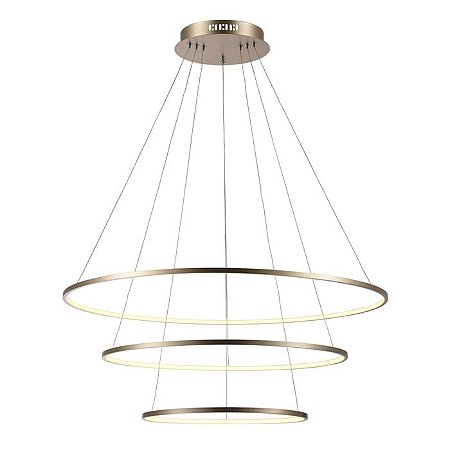 PENDENTE BIRDIE DOURADO E BRANCO (D)80 + 60 + 40CM (A)42CM  17W + 13W + 9W 3200K 3120LM