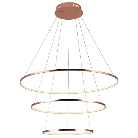 PENDENTE BIRDIE ROSE GOLD E BRANCO (D)80 + 60 + 40CM (A)42CM  17W + 13W + 9W 3200K 3120LM