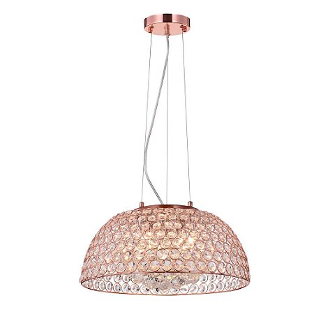 PENDENTE BELLS COBRE E TRANSP (D)40CM (A)16.5CM  5XG9 200W