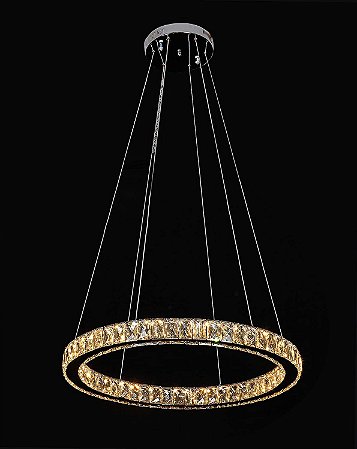 PENDENTE AURA PICCOLA CROMADO E TRANSP (D)60CM (A)5.5CM  1X24W 3000K 1320LM