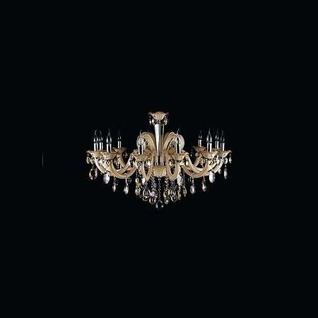 LUSTRE GALLERY D 100CM X 72CM  12XE14 127V / 220V CHAMPAGNE E CROMADO