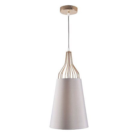 PENDENTE LAN D 23CM X 48CM  1 X A60 40W DOURADO E CINZA
