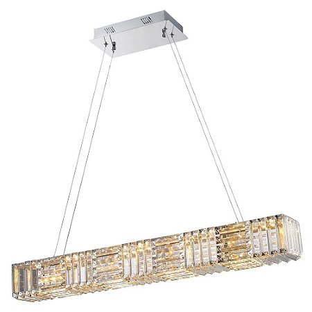 PENDENTE PYXIS 92CM X 12CM X 11CM   LED 32W 127V / 220V CROMADO E TRANSP