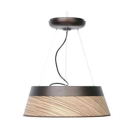 PENDENTE  MADEIRA E METAL D 55CM X 18CM  1 X LED 43W 127V / 220V MARROM E NATURAL