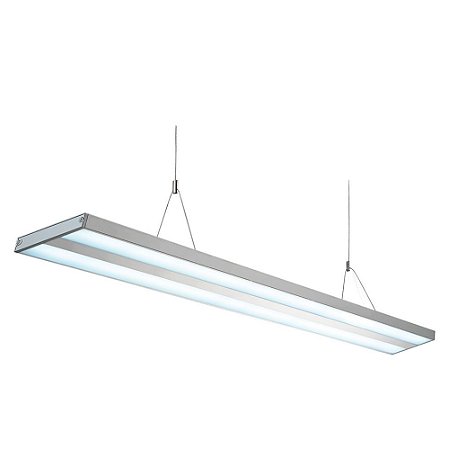 PENDENTE KALHA 13,5CM X 59,5CM X 3CM  2XT8 127V BRANCO E PRATA