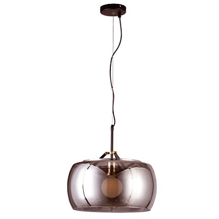 PENDENTE NOBU D 40CM X 31CM  1 X A60 40W PRETO / DOURADO E FUME
