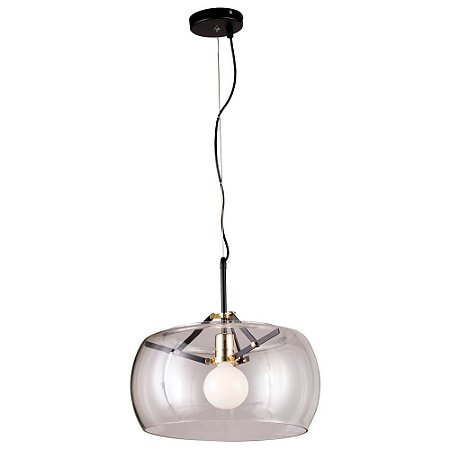 PENDENTE NOBU D 40CM X 31CM  1 X A60 40W PRETO / DOURADO E TRANSP