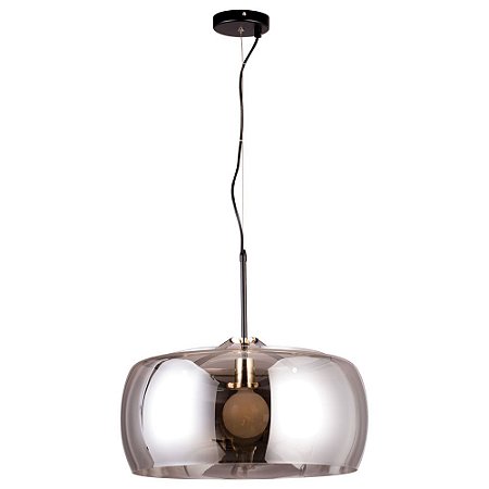 PENDENTE NOBU D 50CM X 31CM  1 X A60 40W PRETO / DOURADO E FUME