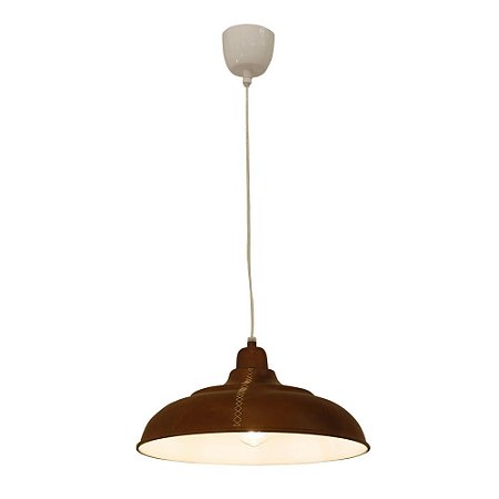 PENDENTE KANPUR D 38CM X 12CM  1XE27 127V / 220V MARROM E BRANCO