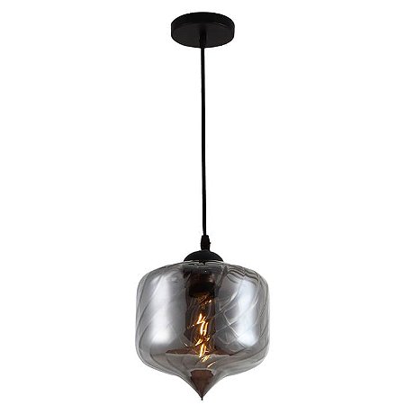 PENDENTE HANOI D 18CM X 21,5CM  1XG9 127V / 220V PRETO E FUME