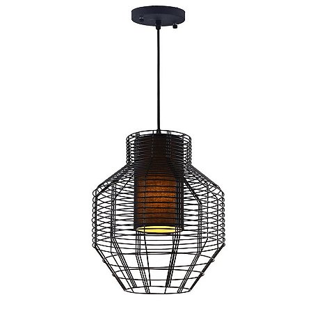 PENDENTE NET D 32CM X 37CM  1XE27 127V / 220V PRETO