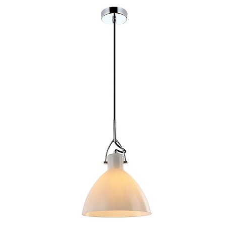 PENDENTE BAR D 25CM X 36,2CM  1XE27 127V / 220V CROMADO E BRANCO