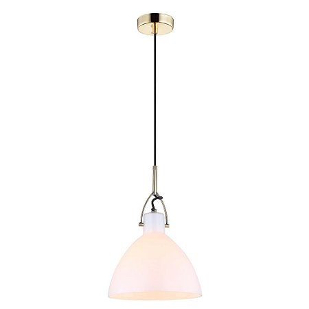 PENDENTE BAR D 25CM X 36,2CM  1XE27 127V / 220V DOURADO E BRANCO