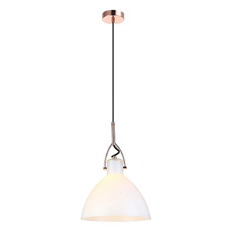 PENDENTE BAR D 25CM X 36,2CM  1XE27 127V / 220V COBRE E BRANCO