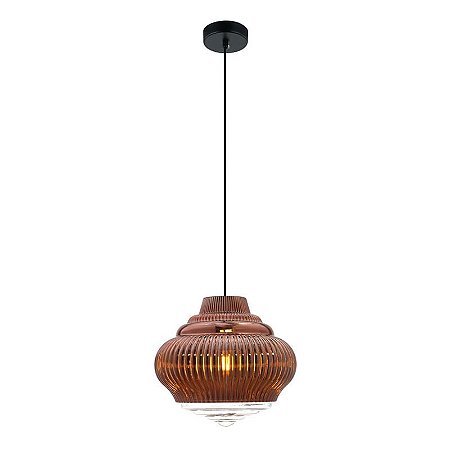PENDENTE FUZY D 27,5CM X 25CM  1XE27 127V / 220V COBRE E TRANSP