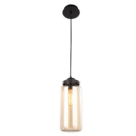 PENDENTE SHADE D 13CM X 29CM  1XE27 127V / 220V PRETO E AMBAR