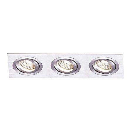 SPOT DE EMBUTIR ECCO 51CM X 17CM X 12CM  3XE27 127V / 220V PRATA