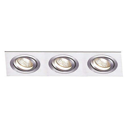SPOT DE EMBUTIR ECCO 17CM X 51CM X 5CM  3XGU10 127V / 220V PRATA