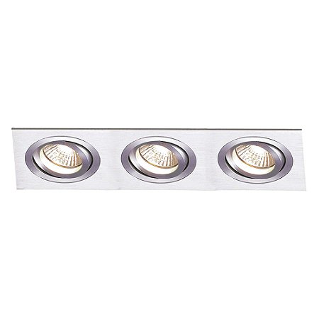 SPOT DE EMBUTIR ECCO 7,5CM X 22CM X 3CM  3XGU10 127V / 220V PRATA