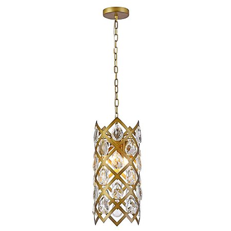 PENDENTE ARCHE D 22CM X 47CM  3XE14 127V / 220V DOURADO E TRANSP