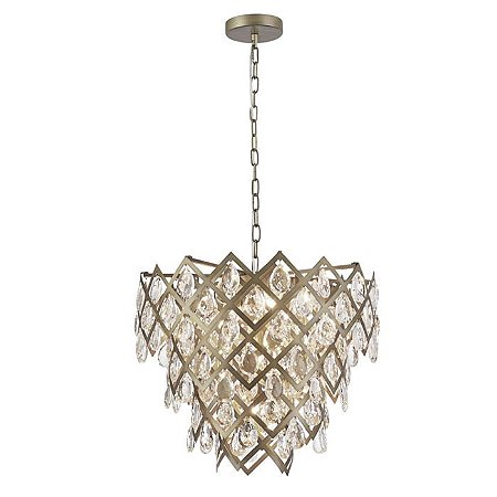 PENDENTE ARCHE D 67CM X 58CM  8XE14 127V / 220V DOURADO E TRANSP