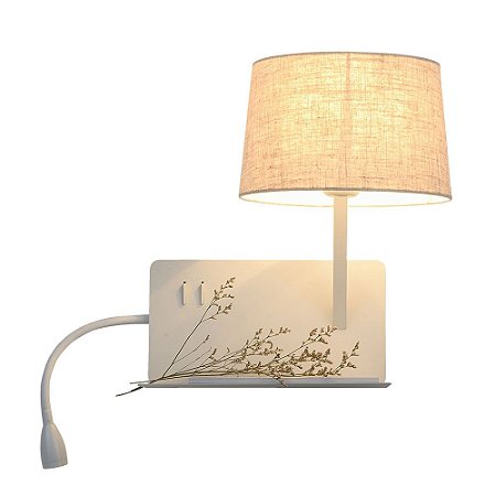 ARANDELA TUTI 35CM X 27CM X 37CM  1 X A60 + LED 3W BRANCO E BEGE