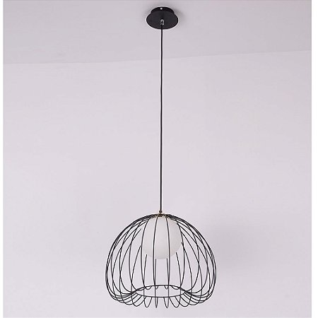 PENDENTE LAMP D 50CM X 41CM  1XG9 127V / 220V PRETO E BRANCO