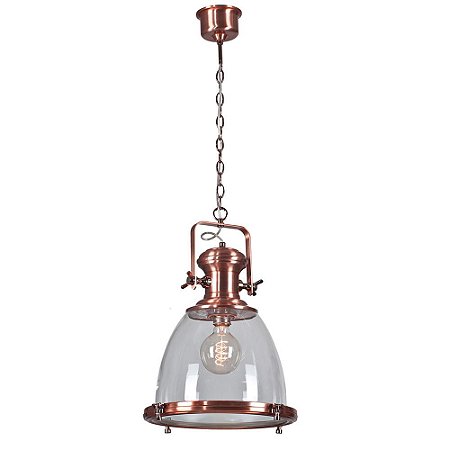 PENDENTE MARITIME D 35CM X 44CM  1XE27 127V / 220V COBRE E TRANSP