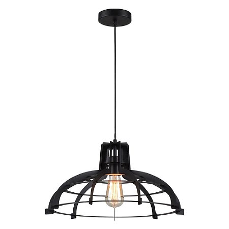 PENDENTE TAL D 49CM X 25CM  1XE27 127V / 220V PRETO