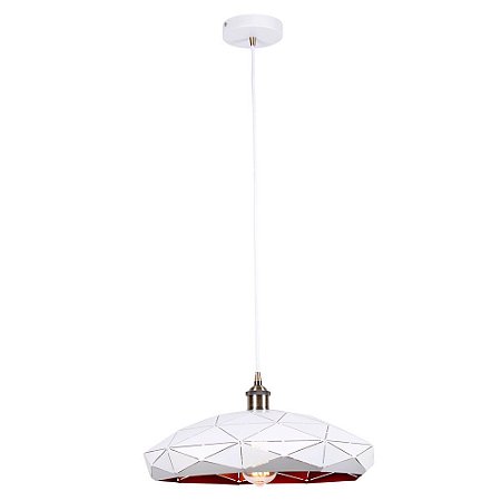 PENDENTE ORIGAMI D 32CM X 9CM  1XE27 127V / 220V DOURADO E BRANCO
