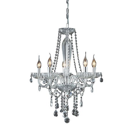 LUSTRE ANJOU CROMADO E TRANSP (D)58CM (A)635CM  5XE14 200W